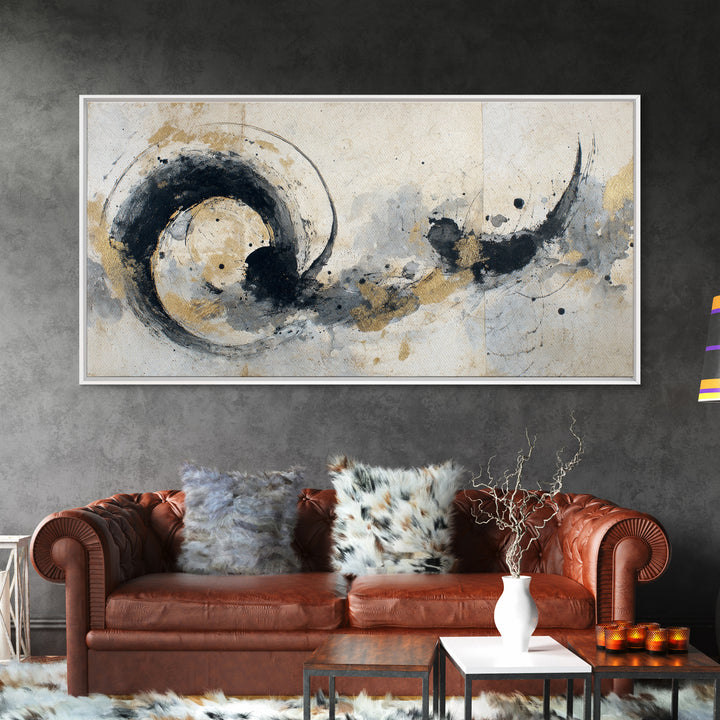 Crescent Moon Made from Elegant Ink Swashes Canvas Print, Calligraphy Art, Digital Print, Living Room Decor, Fine Art, Script, CAL-2x1-89