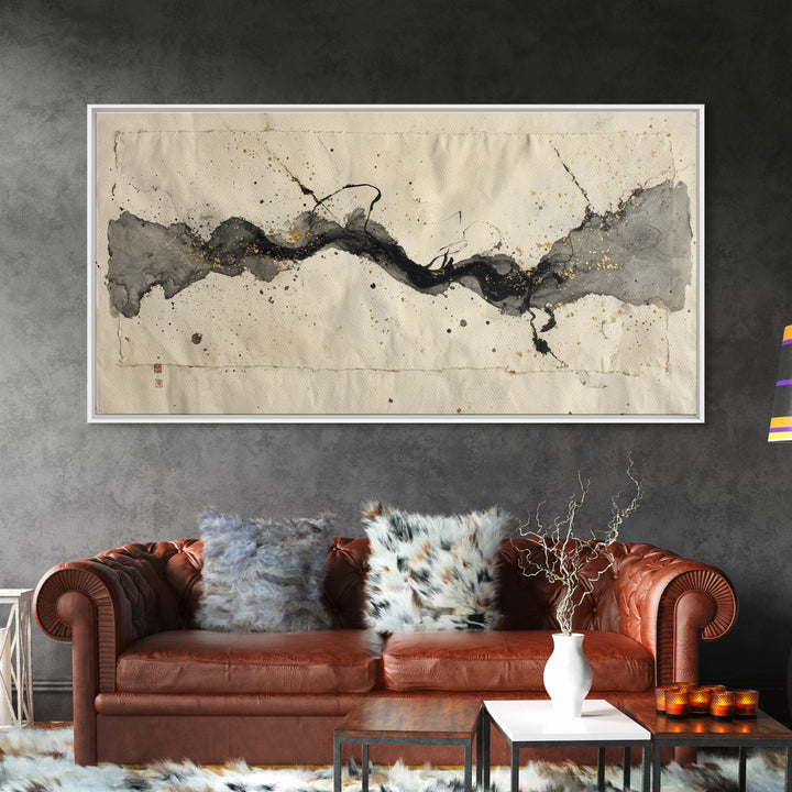 Large Sweeping Black Ink Gesture Like a Canvas Print, Calligraphy Art, Printable Art, Living Room Decor, Fine Art, Script, CAL-2x1-93