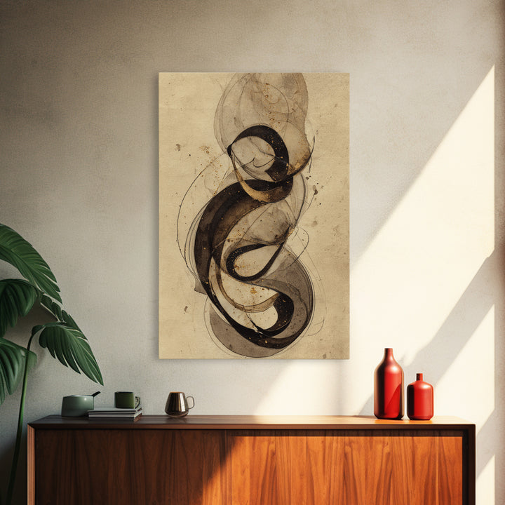 Arabic Ornamental Curves as Non Readable Art Canvas Print, Calligraphy Art, Spiritual Wall Art, Living Room Decor, Script, CAL-2x3-11