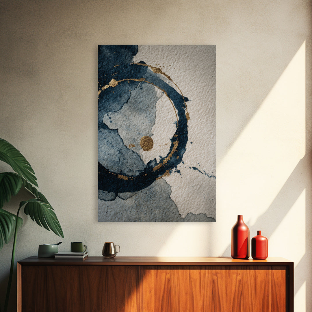 Layered Copper Ink Strokes on Dark Navy Canvas Print, Calligraphy Art, Art Print, Living Room Decor, Fine Art, Script, CAL-2x3-14