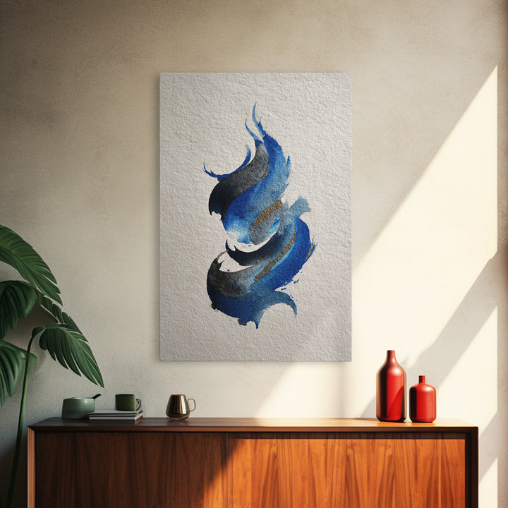 Modern Calligraphy Wave Framed Canvas Print, Calligraphy Art, Room Decor, Living Room Decor, Fine Art, Script, Printable, CAL-2x3-18