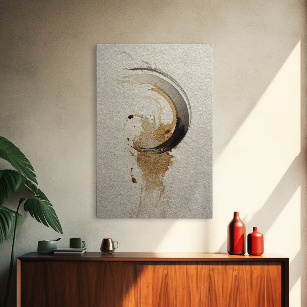 Crescent Moon Made from Elegant Ink Swashes Canvas Print, Calligraphy Art, Home Decor, Living Room Decor, Fine Art, Script, CAL-2x3-29