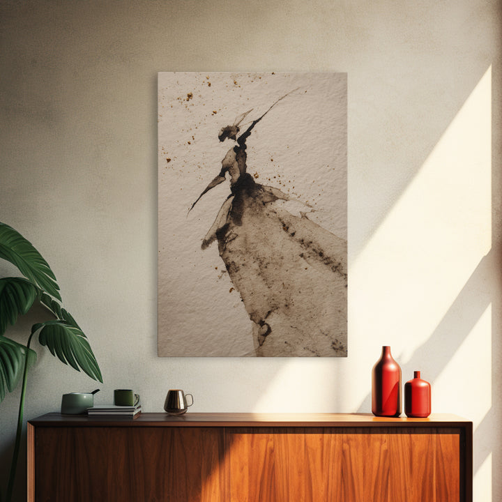Large Sweeping Black Ink Gesture Like a Framed Canvas Print, Calligraphy Art, Printable, Living Room Decor, Fine Art, Script, CAL-2x3-33