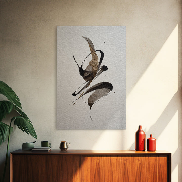 Calligraphic Bird Shape Formed from Flowing Lines Canvas Print, Calligraphy Art, Fine Art Print, Living Room Decor, Script, CAL-2x3-40