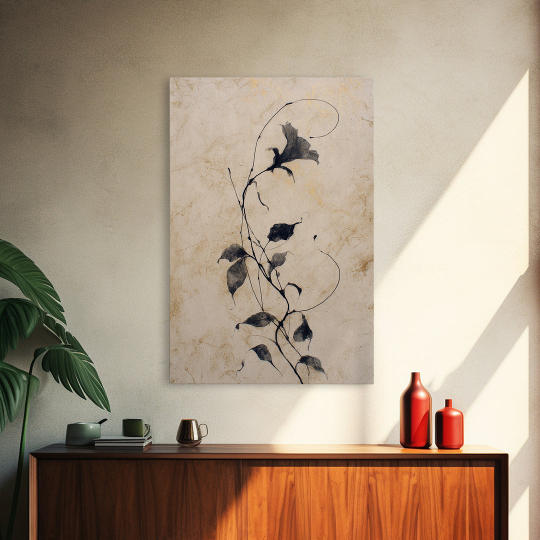 Floral Vine Created from Graceful Script Like Canvas Print, Calligraphy Art, Contemporary Art, Living Room Decor, Script, CAL-2x3-43