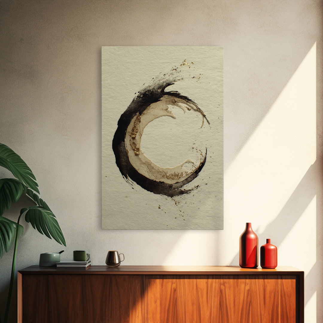 Crescent Moon Made from Elegant Ink Swashes Canvas Print, Calligraphy Art, Home Decor, Living Room Decor, Fine Art, Script, CAL-2x3-5