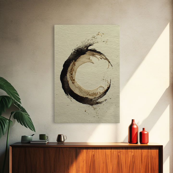Crescent Moon Made from Elegant Ink Swashes Canvas Print, Calligraphy Art, Home Decor, Living Room Decor, Fine Art, Script, CAL-2x3-5