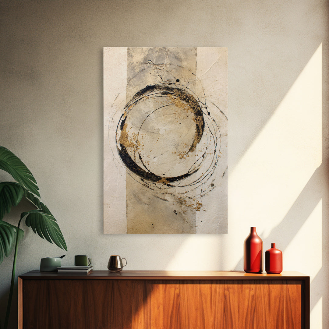 Crescent Moon Made from Elegant Ink Swashes Framed Canvas Print, Calligraphy Art, Print, Living Room Decor, Fine Art, Script, CAL-2x3-53