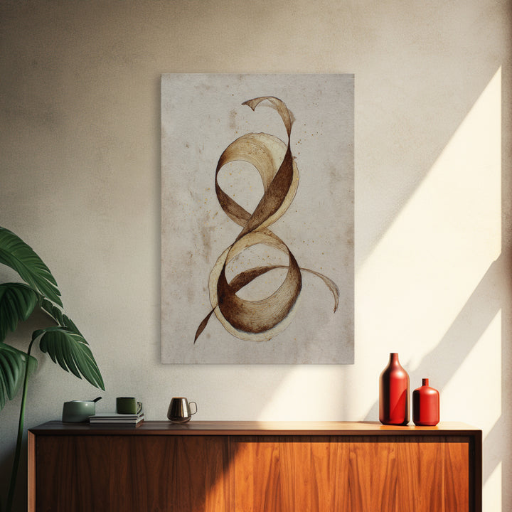 Arabic Ornamental Curves as Non Readable Art Framed Canvas Print, Calligraphy Art, Wall Decor, Living Room Decor, Script, CAL-2x3-59
