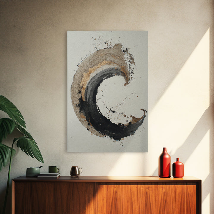 Crescent Moon Made from Elegant Ink Swashes Canvas Print, Calligraphy Art, Calligraphy, Living Room Decor, Fine Art, Script, CAL-2x3-77
