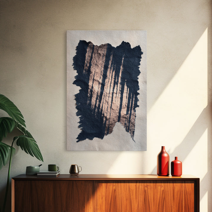 Layered Copper Ink Strokes on Dark Navy Canvas Print, Calligraphy Art, Prints, Living Room Decor, Script, Bedroom Wall Decor, CAL-2x3-86