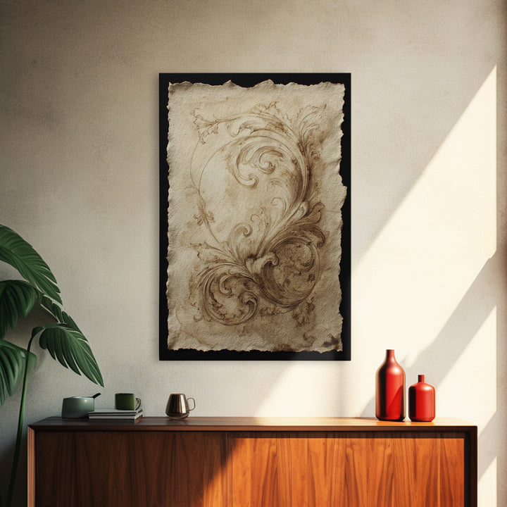 Baroque Scrollwork Made from Looping Pen Strokes Canvas Print, Calligraphy Art, Gallery Decor, Living Room Decor, Script, CAL-2x3-92