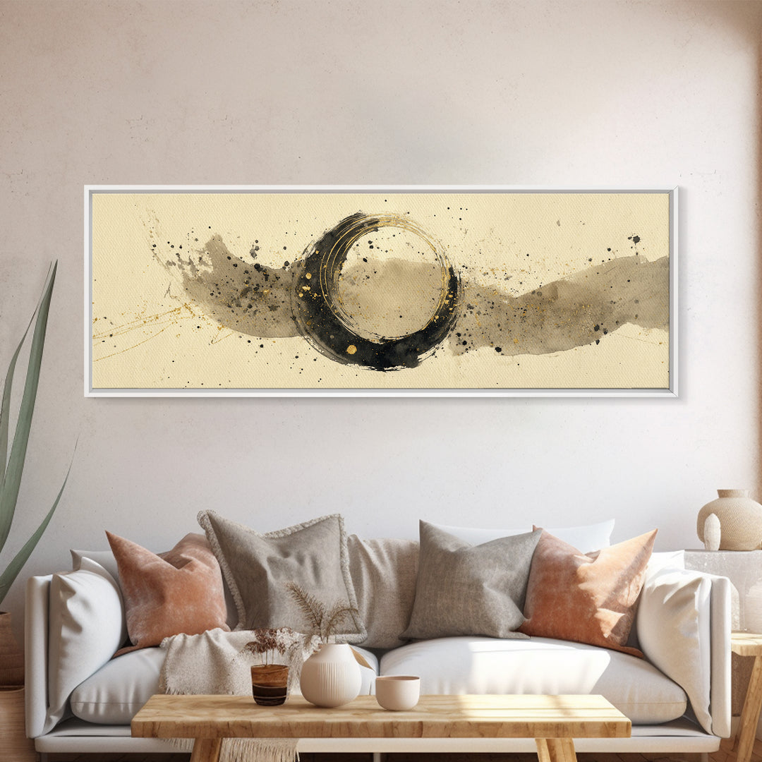 Crescent Moon Made from Elegant Ink Swashes Canvas Print, Calligraphy Art, Digital Print, Living Room Decor, Fine Art, Script, CAL-3x1-13
