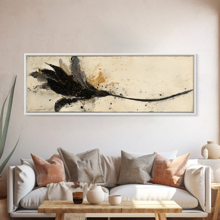 Single Elegant Flourish Shaped Like a Flower Canvas Print, Calligraphy Art, Bedroom Wall Decor, Living Room Decor, Script, CAL-3x1-21