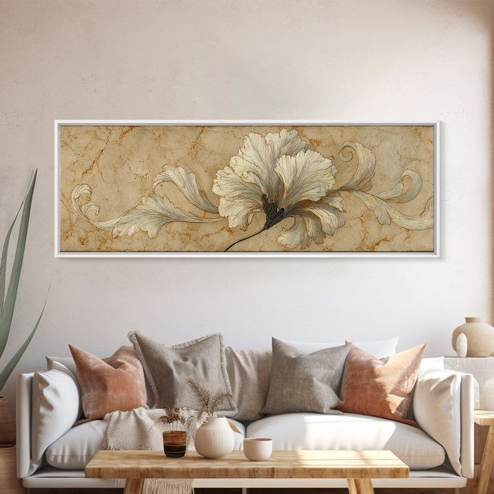 Single Elegant Flourish Shaped Like a Flower Canvas Print, Calligraphy Art, Bedroom Wall Decor, Living Room Decor, Script, CAL-3x1-45