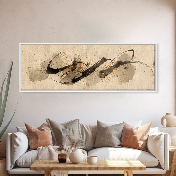 Romantic Handwritten Marks Without Readable Words Canvas Print, Calligraphy Art, Digital Print, Living Room Decor, Script, CAL-3x1-79