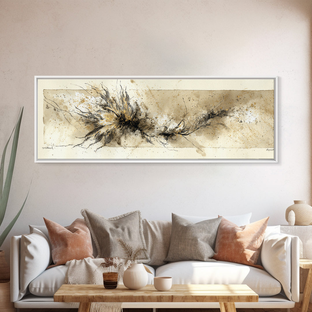 Single Elegant Flourish Shaped Like a Flower Canvas Print, Calligraphy Art, Spiritual Wall Art, Living Room Decor, Oil Painting, CAL-3x1-93