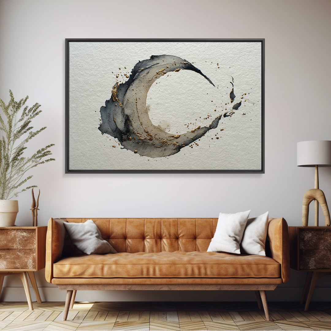 Crescent Moon Made from Elegant Ink Swashes Canvas Print, Calligraphy Art, Scripture Art, Living Room Decor, Fine Art, Script, CAL-3x2-49