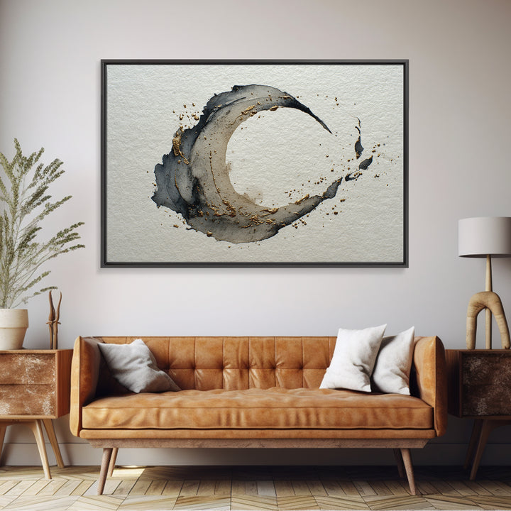Crescent Moon Made from Elegant Ink Swashes Canvas Print, Calligraphy Art, Scripture Art, Living Room Decor, Fine Art, Script, CAL-3x2-49