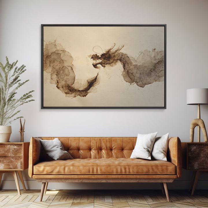 Ink Wash Dragon Curve Canvas Print, Calligraphy Art, Modern Art, Living Room Decor, Fine Art, Script, Fine Art Print, CAL-3x2-61