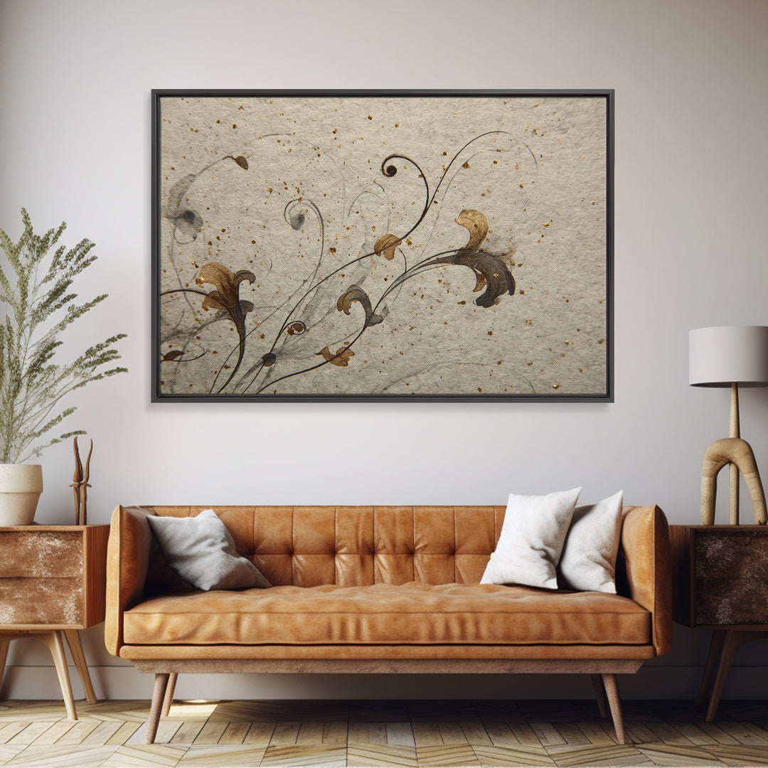 Floral Vine Created from Graceful Script Like Canvas Print, Calligraphy Art, Digital Print, Living Room Decor, Script, CAL-3x2-63