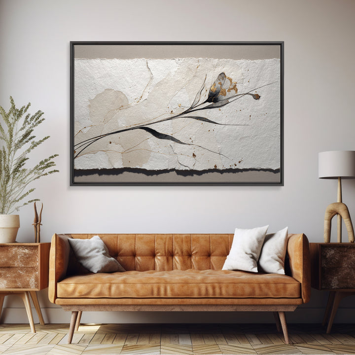 Single Elegant Flourish Shaped Like a Flower Canvas Print, Calligraphy Art, Japanese Decor, Living Room Decor, Script, CAL-3x2-81