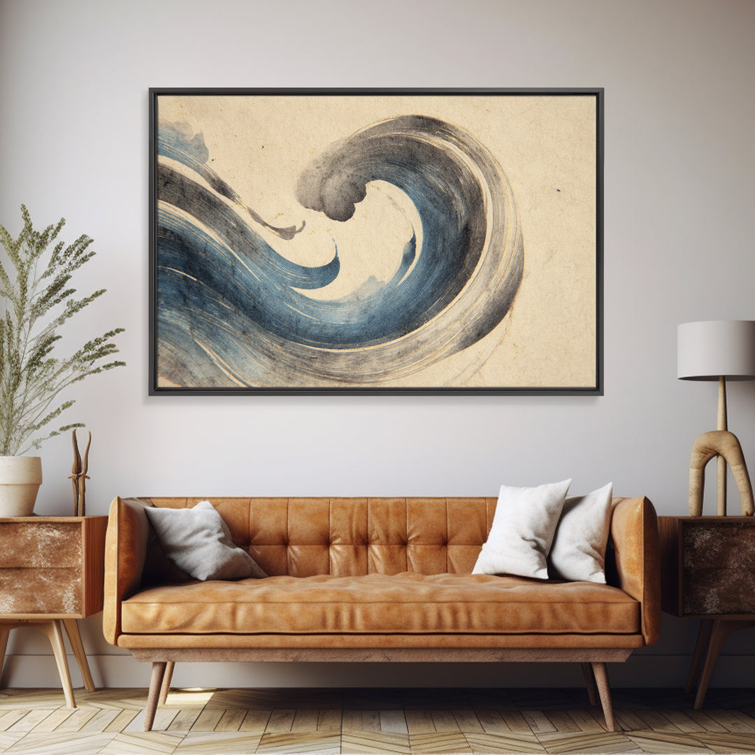 Modern Calligraphy Wave Framed Canvas Print, Calligraphy Art, Bedroom Wall Decor, Living Room Decor, Fine Art, Script, CAL-3x2-86