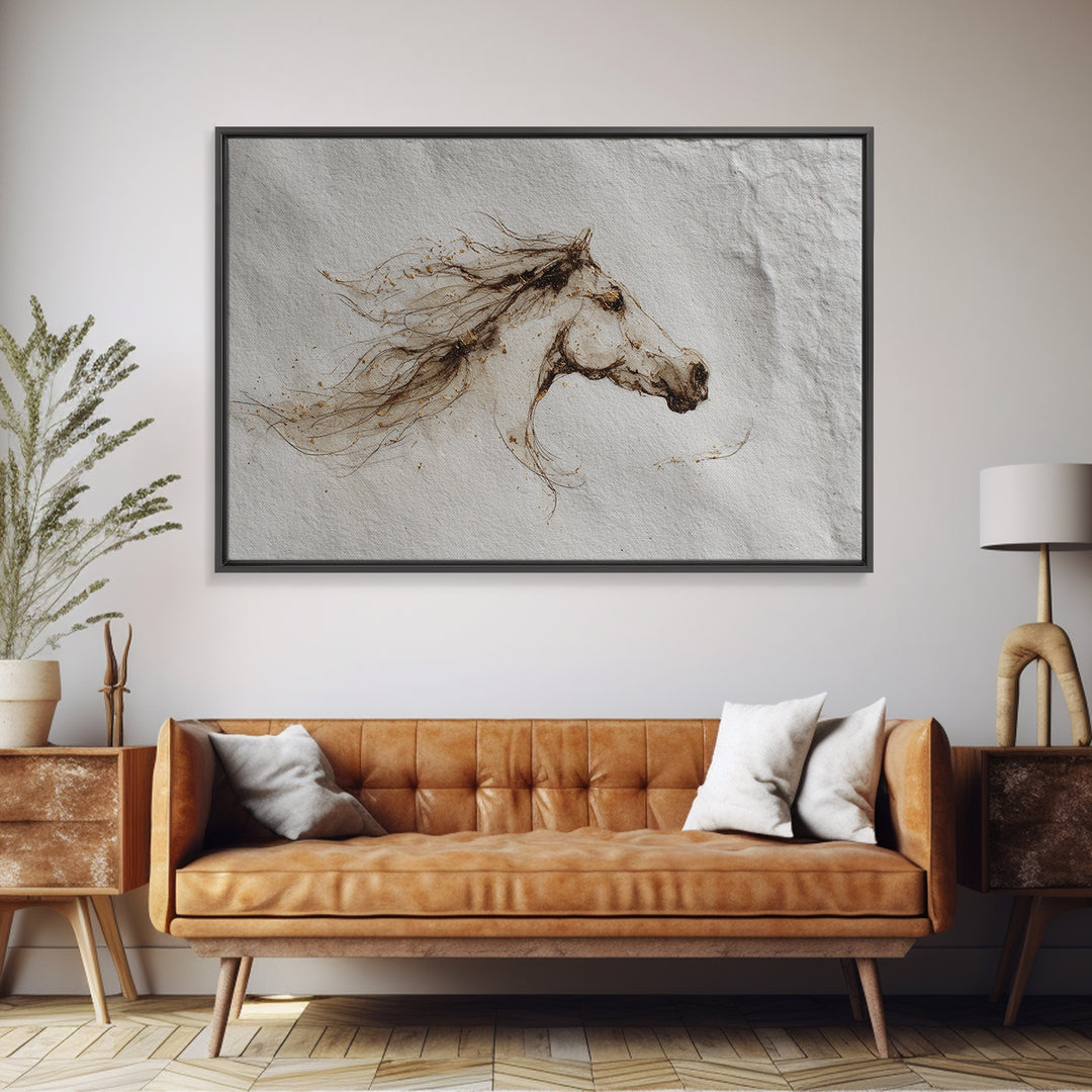 Calligraphic Horse Silhouette Made from One Line Canvas Print, Calligraphy Art, Quote Wall Art, Living Room Decor, Script, CAL-3x2-93