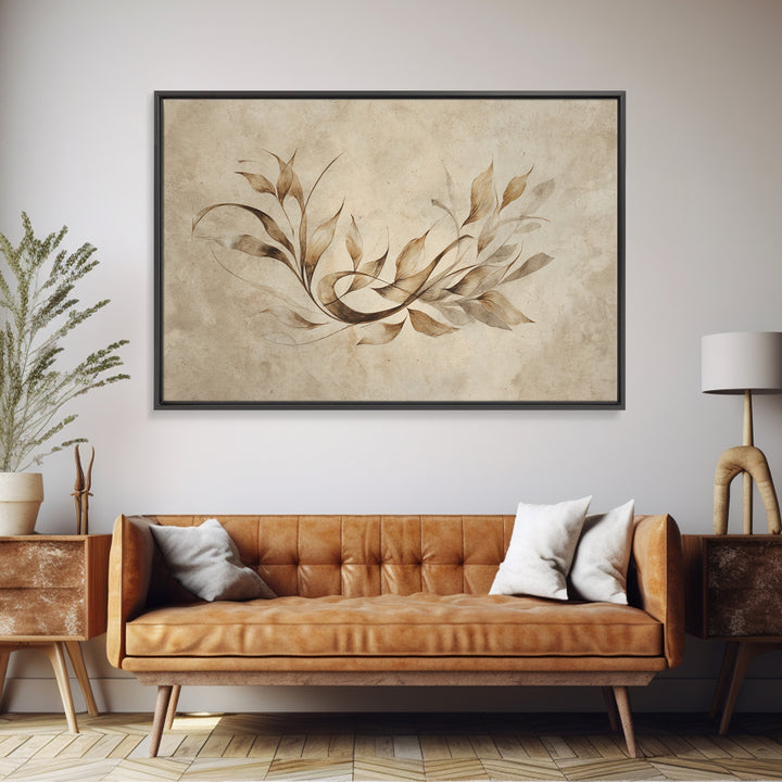 Botanical Calligraphy Pattern Canvas Print, Calligraphy Art, Modern Art, Living Room Decor, Oil Painting, Script, CAL-3x2-98