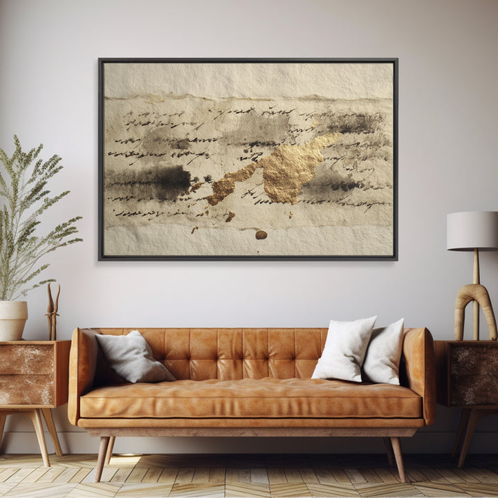 Abstract Prayer Flag of Brush Marks Framed Canvas Print, Calligraphy Art, Minimalist Decor, Living Room Decor, Fine Art, Script, CAL-3x2-99