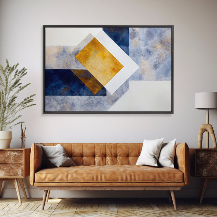 Asymmetric Squares with Crisp Modern Edges Canvas Print, Color Block Art, Whimsical Art, Living Room Decor, Oil Painting, CBA-3x2-61