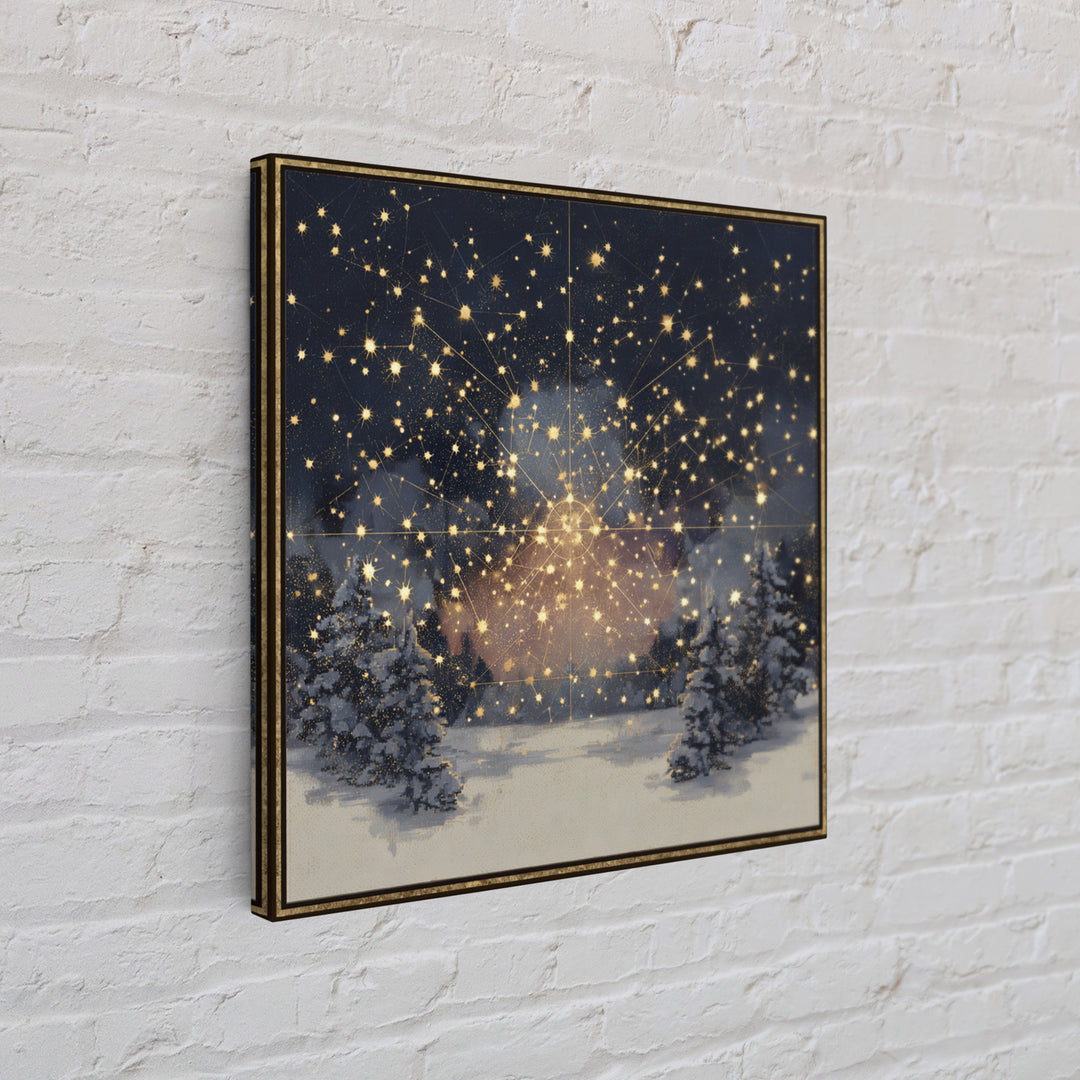 Aurora Borealis over Snowy Pines Canvas Print, Celestial Art, Celestial Decor, Living Room Decor, Fine Art, Celestial, CEL-1x1-17