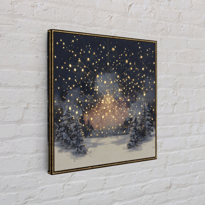Aurora Borealis over Snowy Pines Canvas Print, Celestial Art, Celestial Decor, Living Room Decor, Fine Art, Celestial, CEL-1x1-17