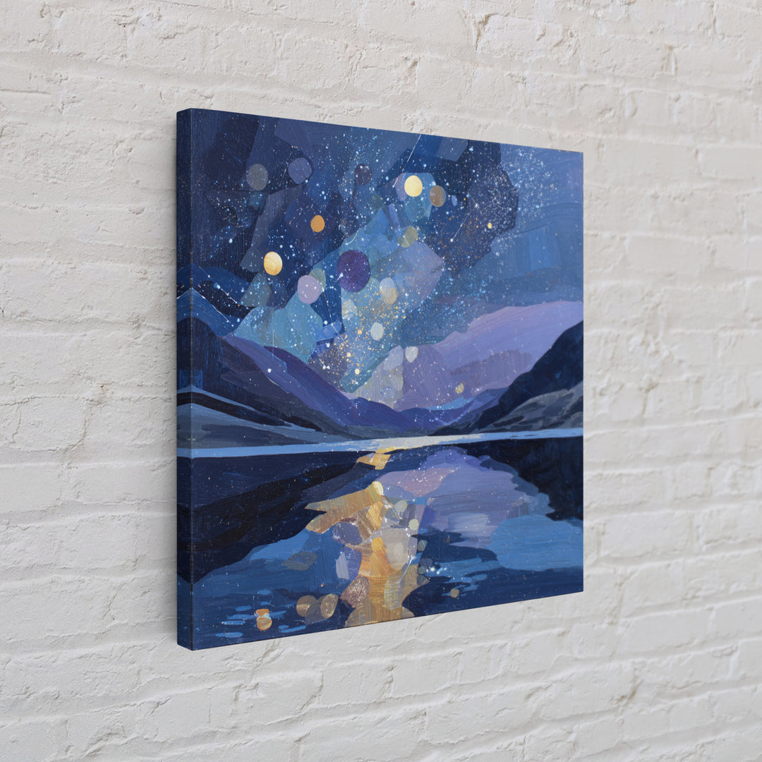 Night Sky over a Quiet Mountain Lake Canvas Print, Celestial Art, Printable Art, Living Room Decor, Fine Art, Celestial, CEL-1x1-3