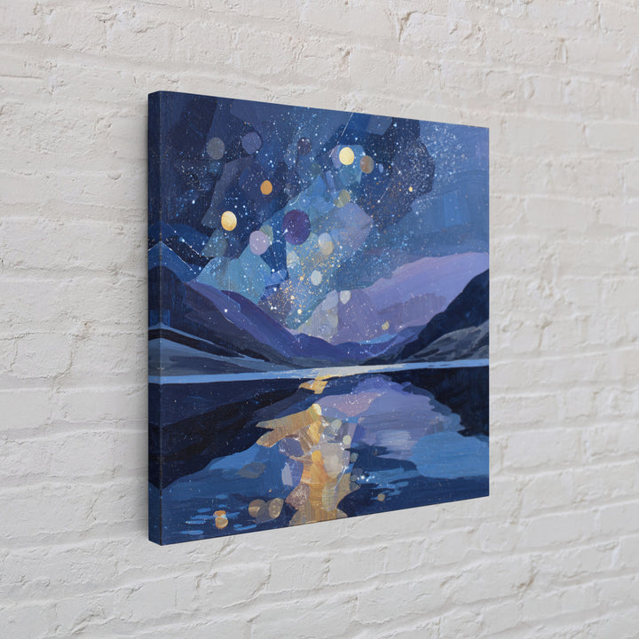 Night Sky over a Quiet Mountain Lake Canvas Print, Celestial Art, Printable Art, Living Room Decor, Fine Art, Celestial, CEL-1x1-3