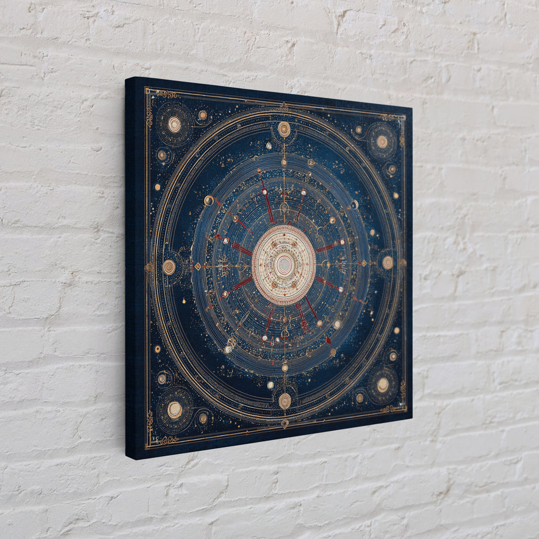 Glowing Planet with Rings and Tiny Moons Canvas Print, Celestial Art, Colorful Wall Art, Living Room Decor, Oil Painting, CEL-1x1-30