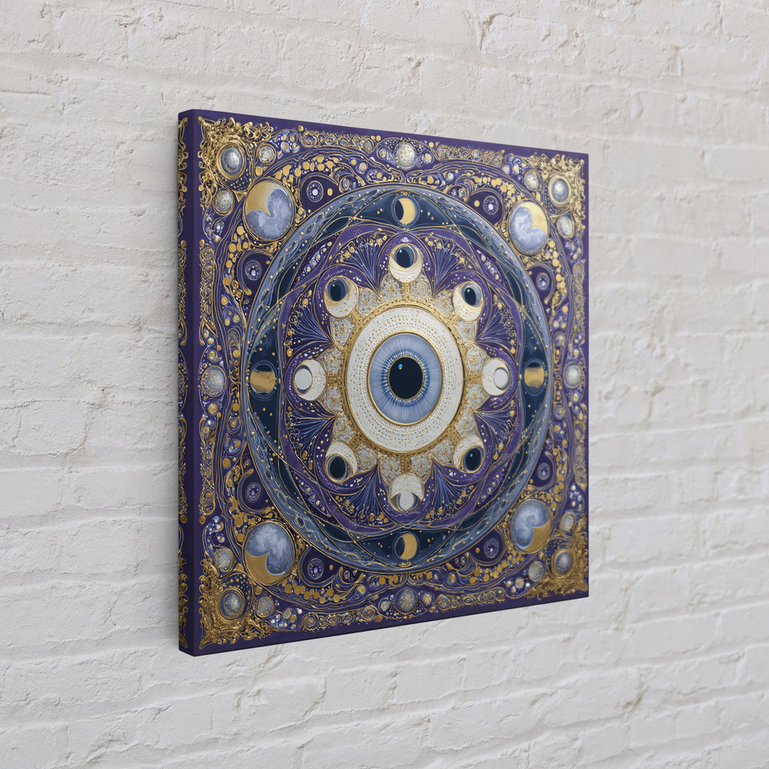 Mystic Eye Surrounded by Moons and Constellations Canvas Print, Celestial Art, Luxury Decor, Living Room Decor, Celestial, CEL-1x1-40