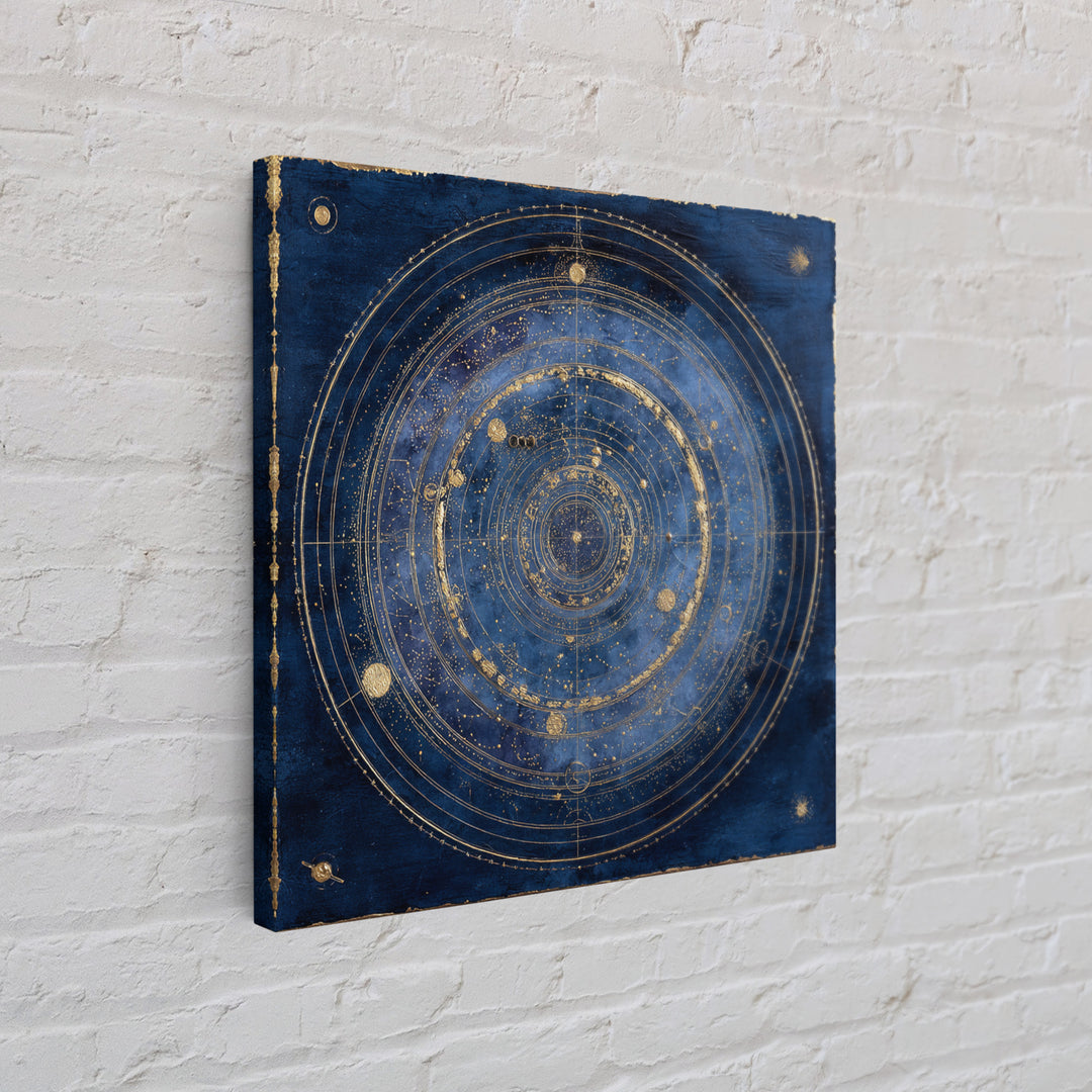 Gold Constellation Map on Deep Navy Texture Framed Canvas Print, Celestial Art, Celestial, Living Room Decor, Celestial, CEL-1x1-56