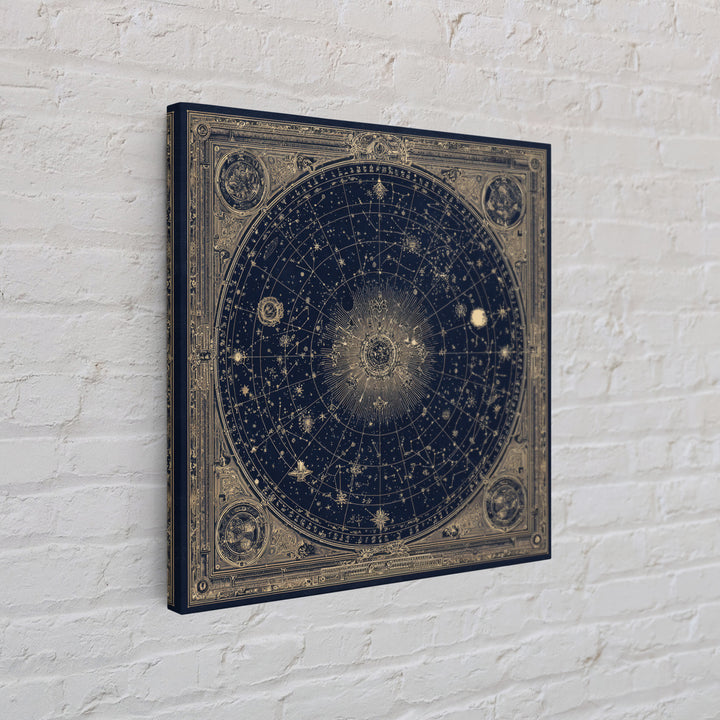 Gold Constellation Map on Deep Navy Texture Framed Canvas Print, Celestial Art, Printable Art, Living Room Decor, Celestial, CEL-1x1-8