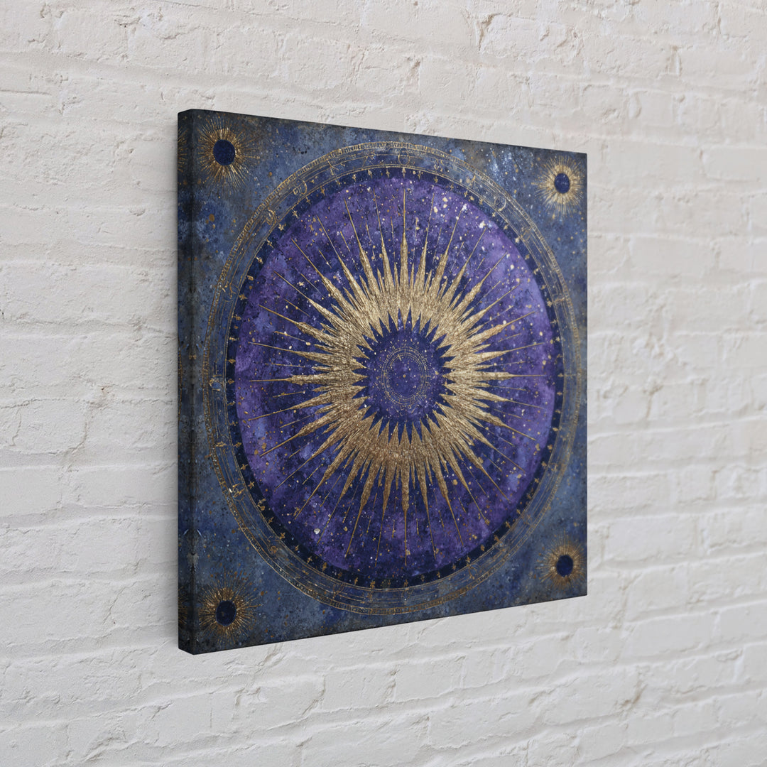 Sunburst Medallion with Ornate Rays Canvas Print, Celestial Art, Fantasy Art, Living Room Decor, Fine Art, Celestial, CEL-1x1-85
