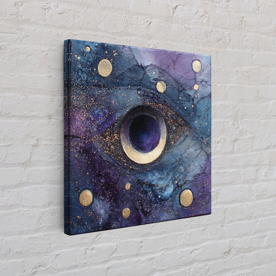 Mystic Eye Surrounded by Moons and Constellations Framed Canvas Print, Celestial Art, Art Print, Living Room Decor, Celestial, CEL-1x1-88