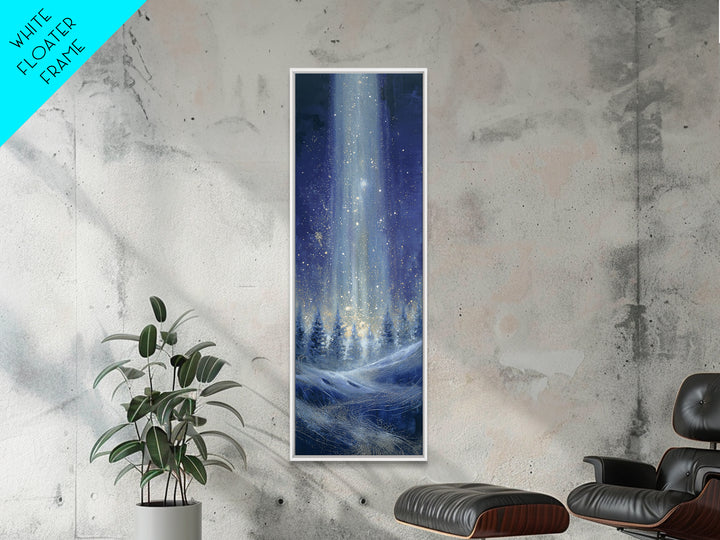 Aurora Borealis over Snowy Pines Framed Canvas Print, Celestial Art, Boho Art, Living Room Decor, Fine Art, Celestial, CEL-1x3-53
