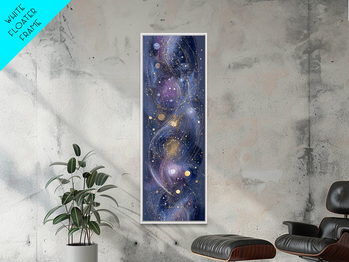 Galaxy Swirl with Jewel Tone Nebula Clouds Canvas Print, Celestial Art, Contemporary Art, Living Room Decor, Celestial, CEL-1x3-56