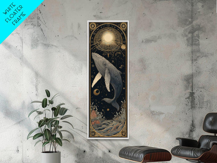 Cosmic Whale Swimming Through a Star Field Canvas Print, Celestial Art, Fine Art Print, Living Room Decor, Fine Art, Celestial, CEL-1x3-65
