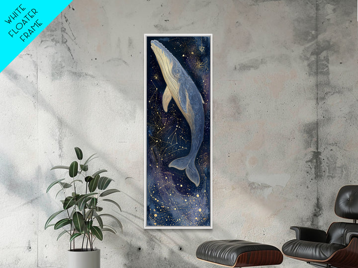 Cosmic Whale Swimming Through a Star Field Canvas Print, Celestial Art, Watercolor Painting, Living Room Decor, Celestial, CEL-1x3-89