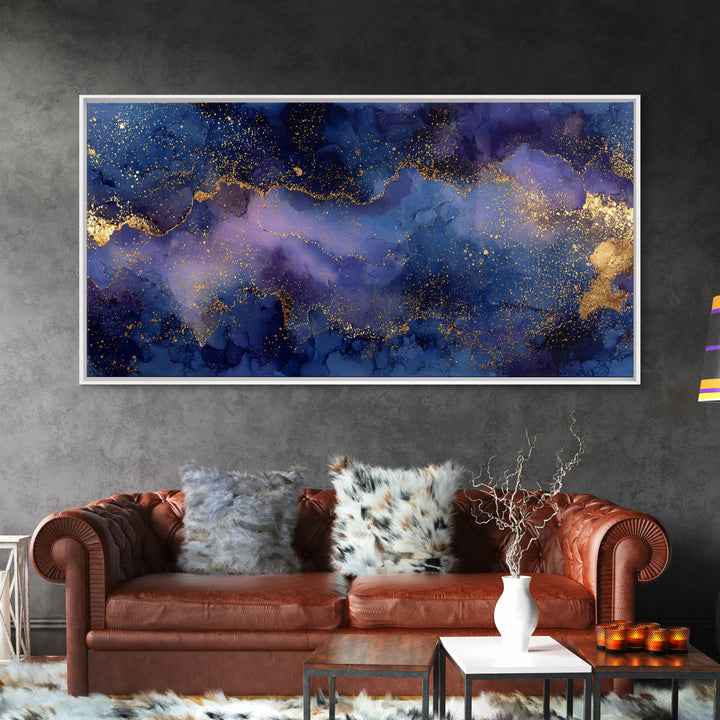 Gold Constellation Map on Deep Navy Texture Canvas Print, Celestial Art, Retro Wall Art, Living Room Decor, Fine Art, Celestial, CEL-2x1-76