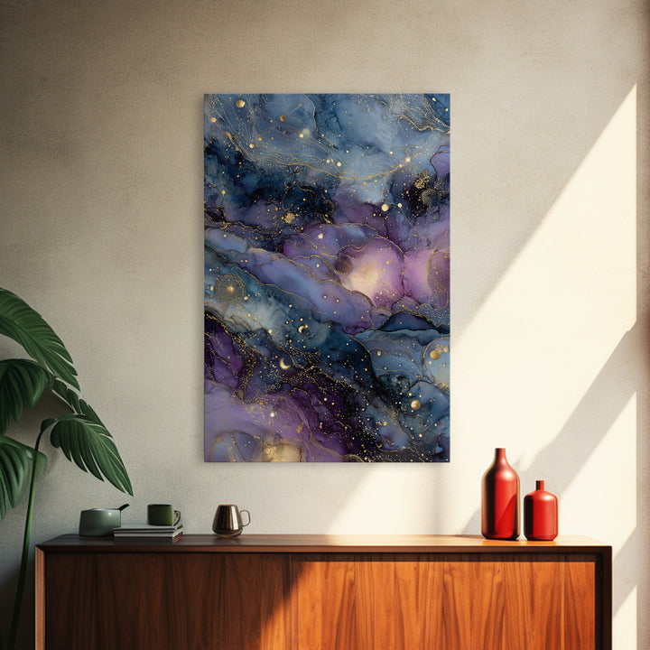 Galaxy Swirl with Jewel Tone Nebula Clouds Framed Canvas Print, Celestial Art, Space Art, Living Room Decor, Celestial, CEL-2x3-4