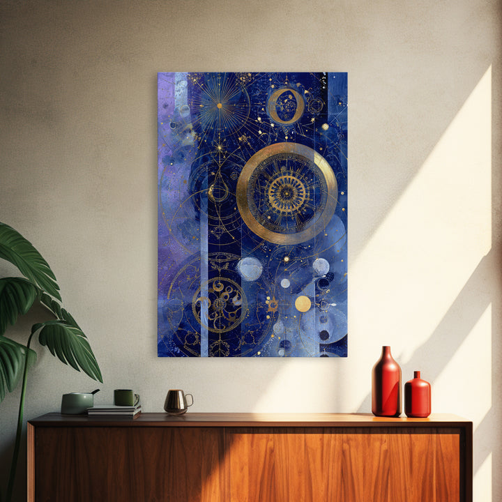 Blue Star Map Framed Canvas Print, Celestial Art, Minimalist Decor, Living Room Decor, Fine Art, Celestial, Boho Wall Art, CEL-2x3-78