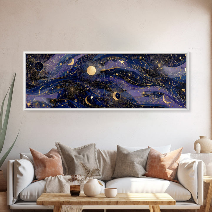 Twelve Small Moons Arranged as Elegant Pattern Canvas Print, Celestial Art, Downloadable Prints, Living Room Decor, Celestial, CEL-3x1-16