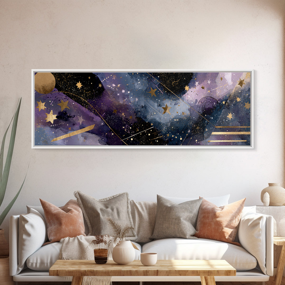 Astronaut Helmet Reflecting a Field of Stars Framed Canvas Print, Celestial Art, Animal Prints, Living Room Decor, Celestial, CEL-3x1-7